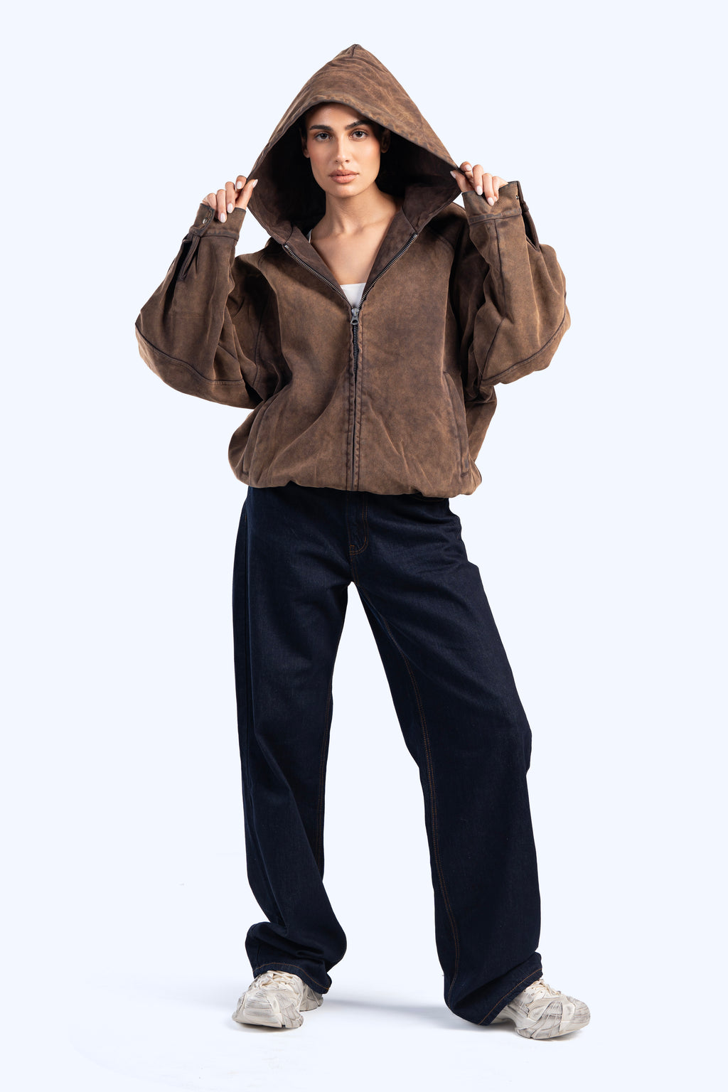 Faux suede bomber jacket