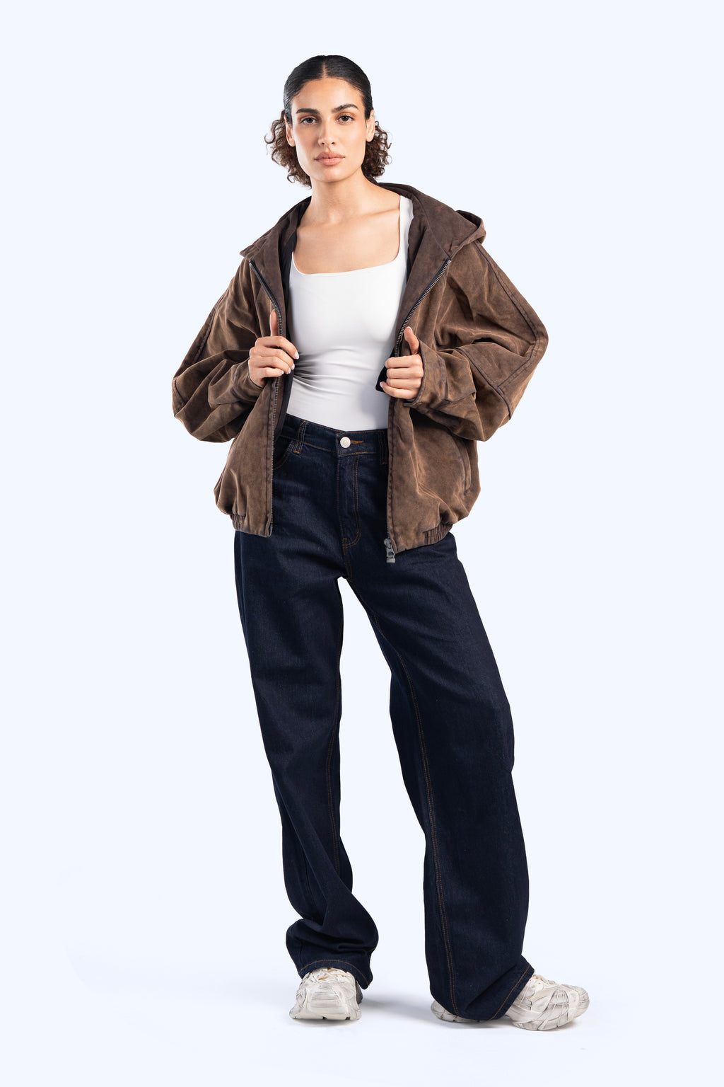 Faux suede bomber jacket