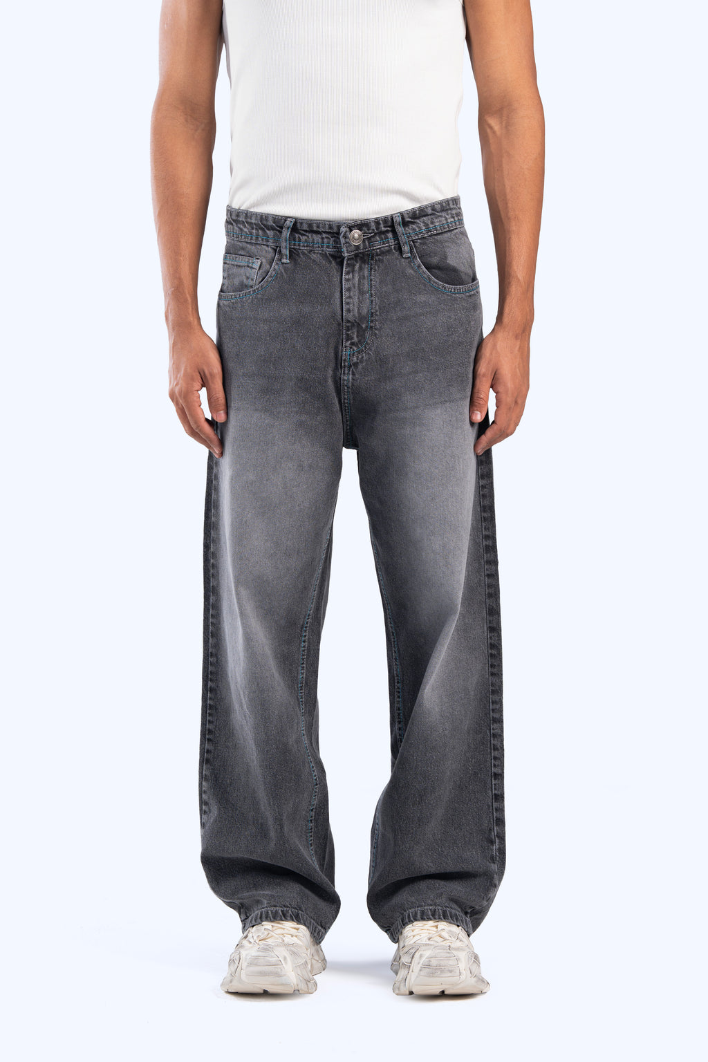 wide leg washed denim