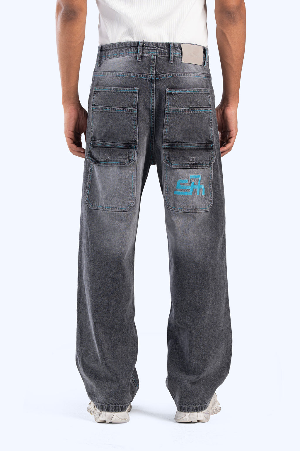 wide leg washed denim