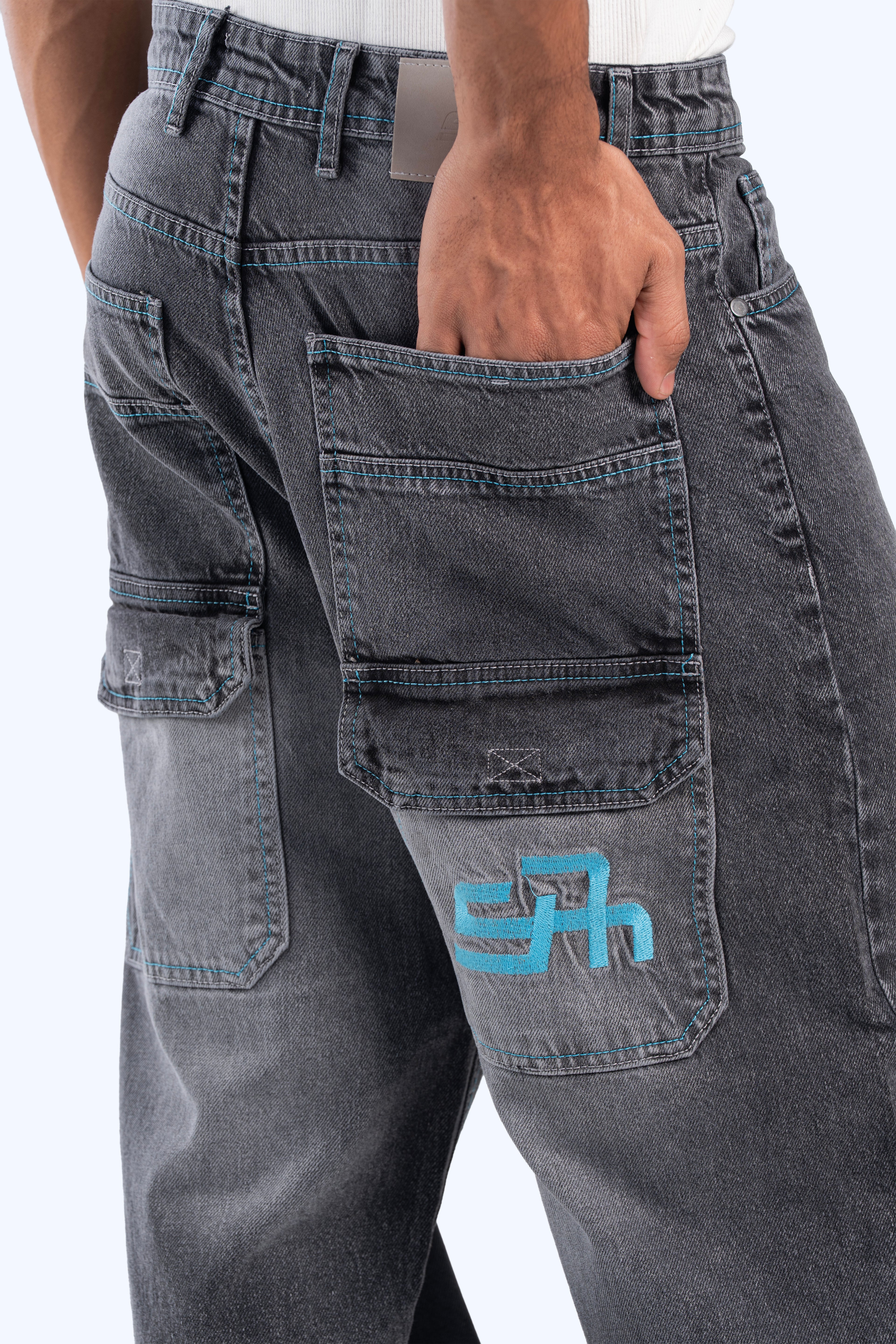 wide leg washed denim