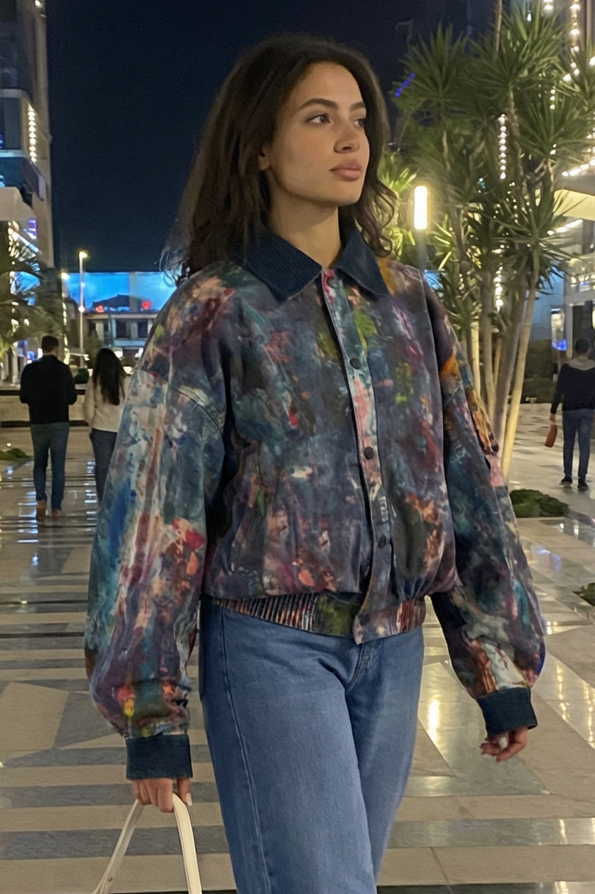 cropped fit denim jacket