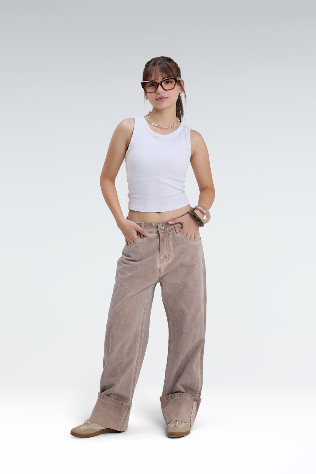 wide leg washed effect jeans