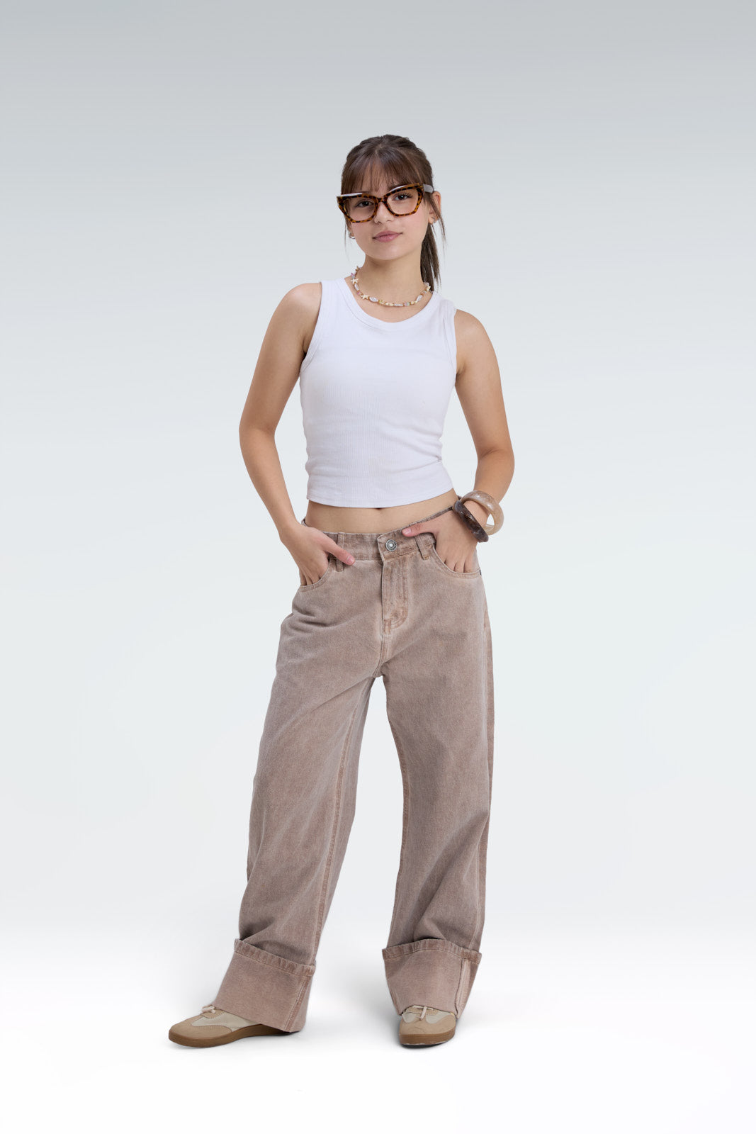 wide leg washed effect jeans