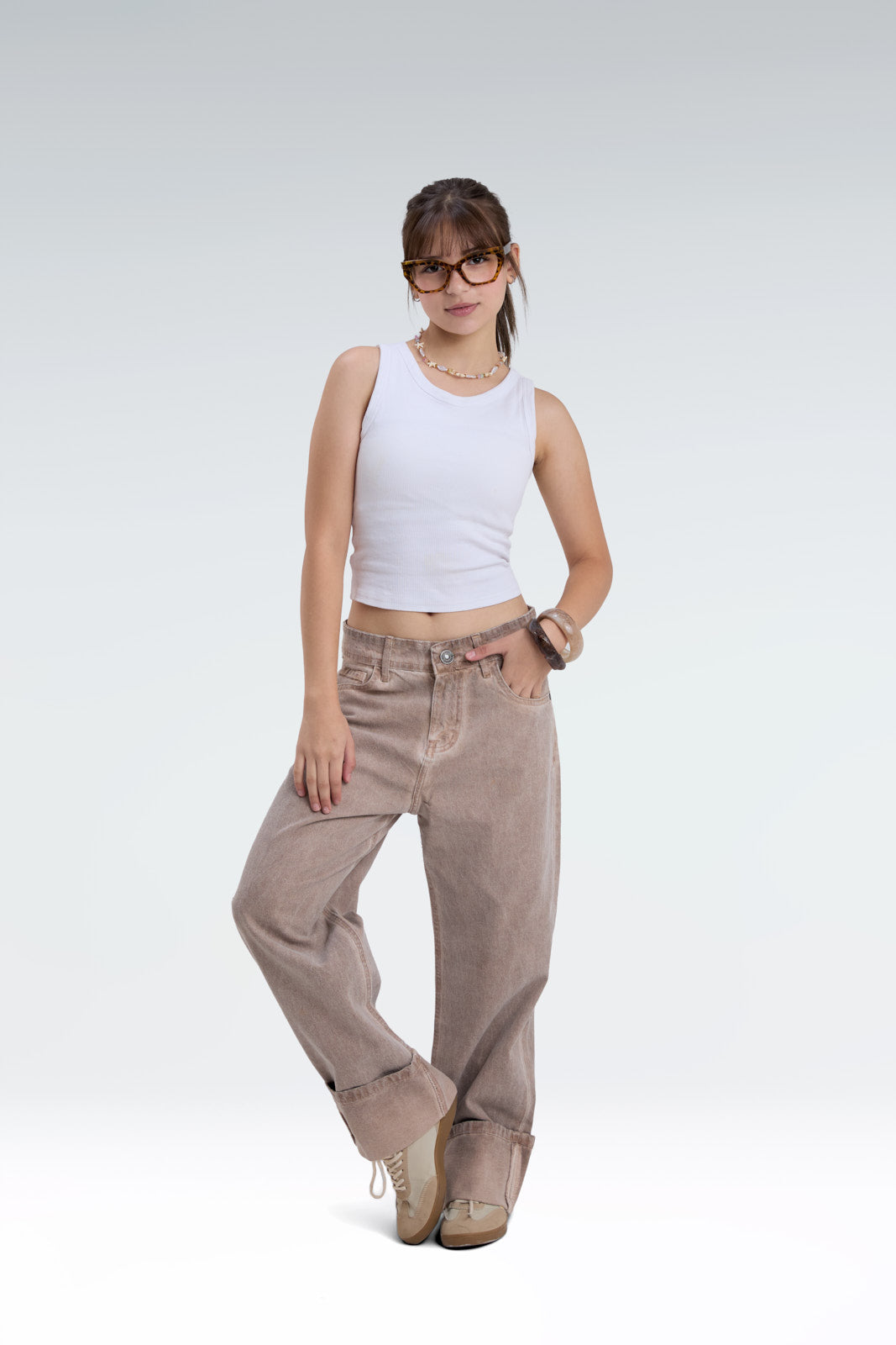 wide leg washed effect jeans