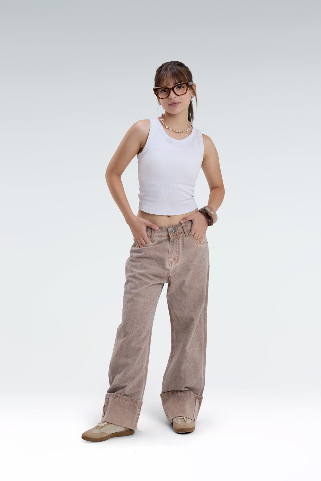 wide leg washed effect jeans