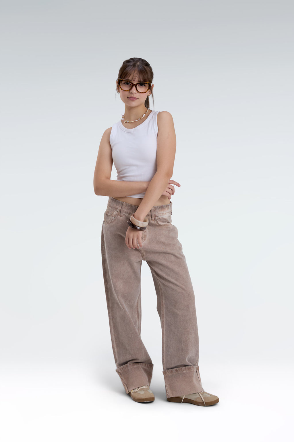 wide leg washed effect jeans