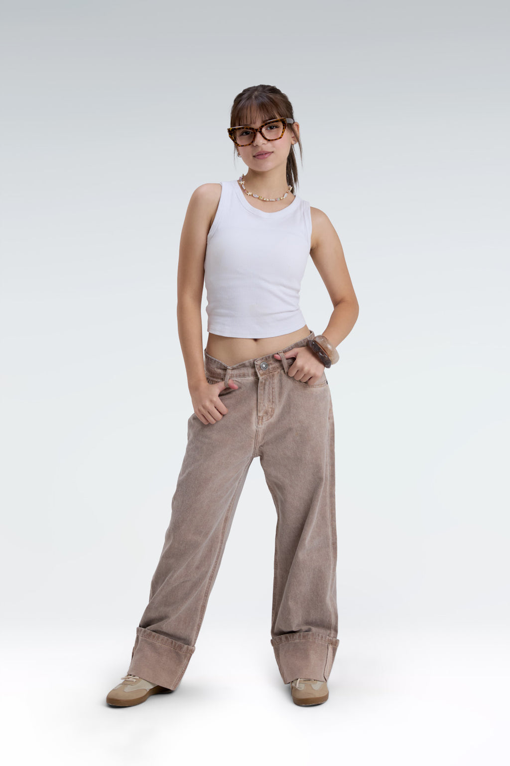 wide leg washed effect jeans
