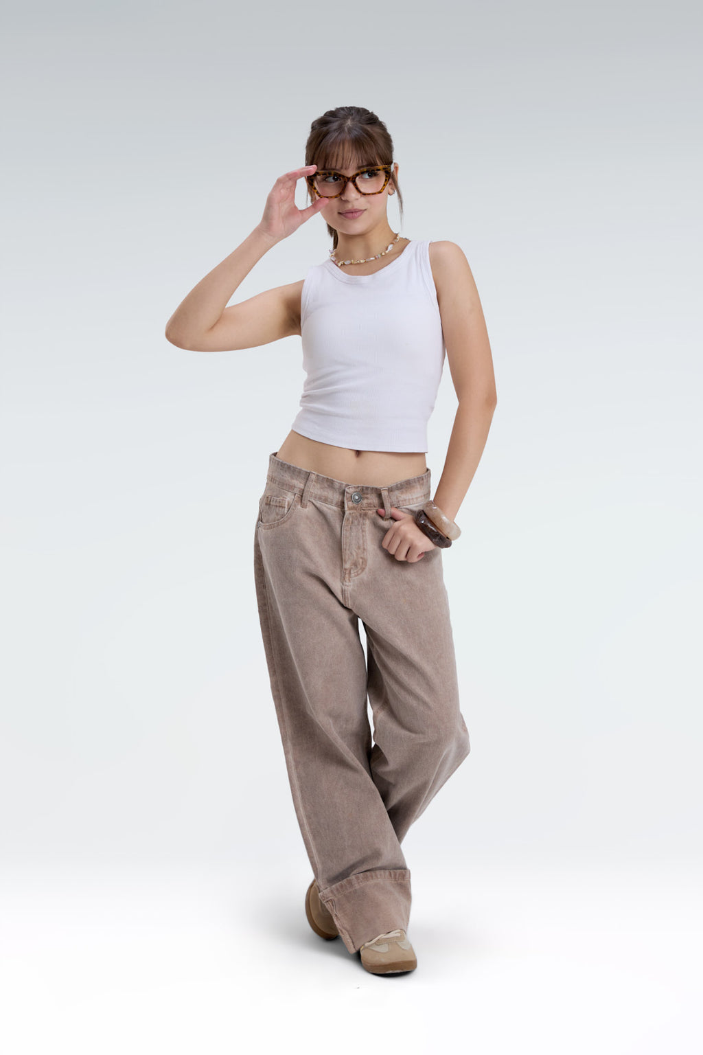 wide leg washed effect jeans