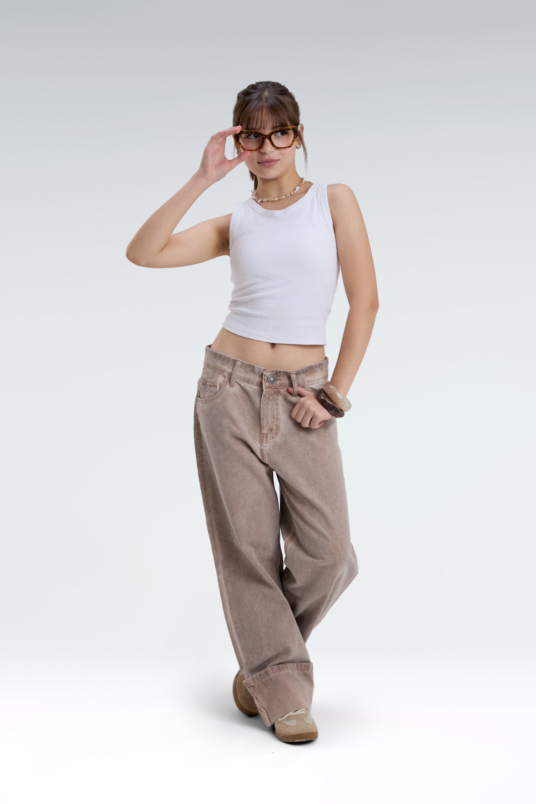 wide leg washed effect jeans