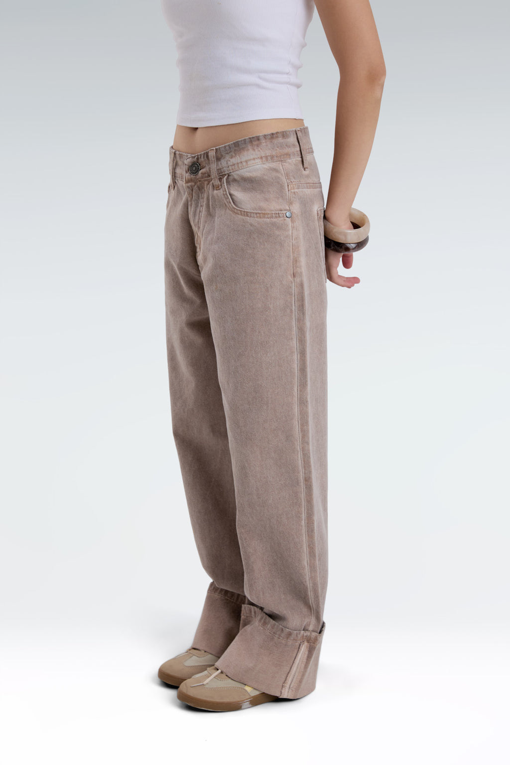 wide leg washed effect jeans