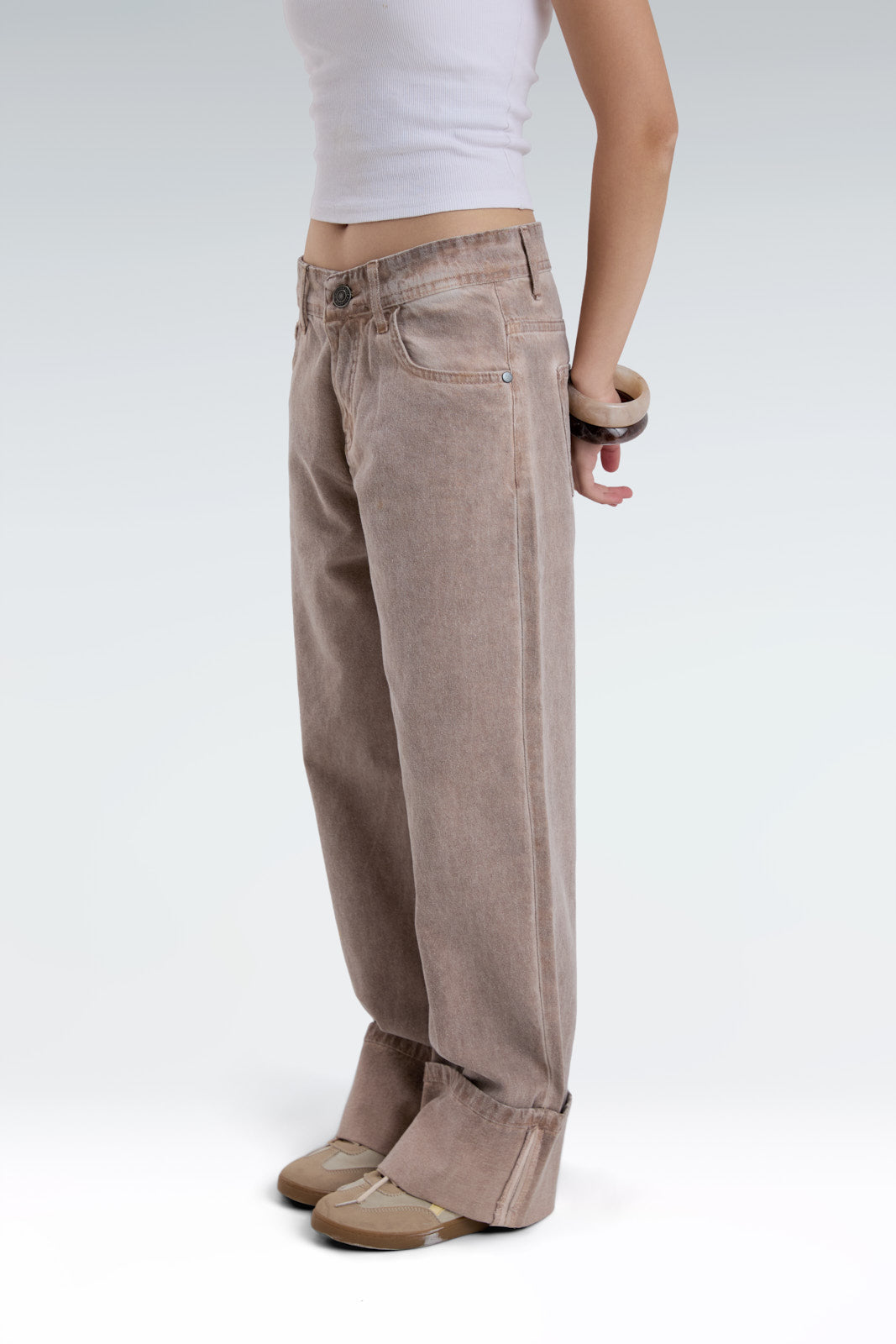 wide leg washed effect jeans