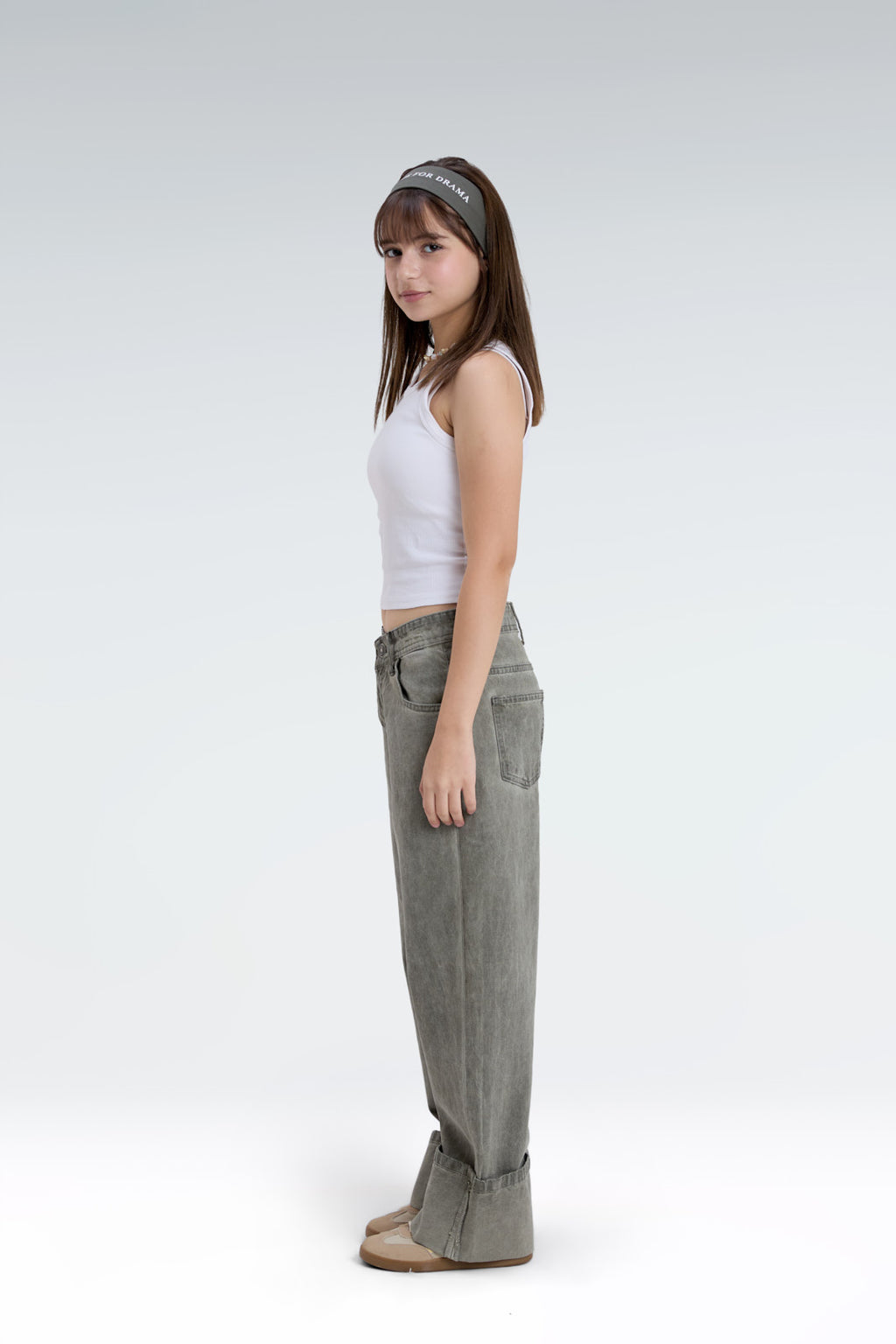 wide leg washed effect jeans
