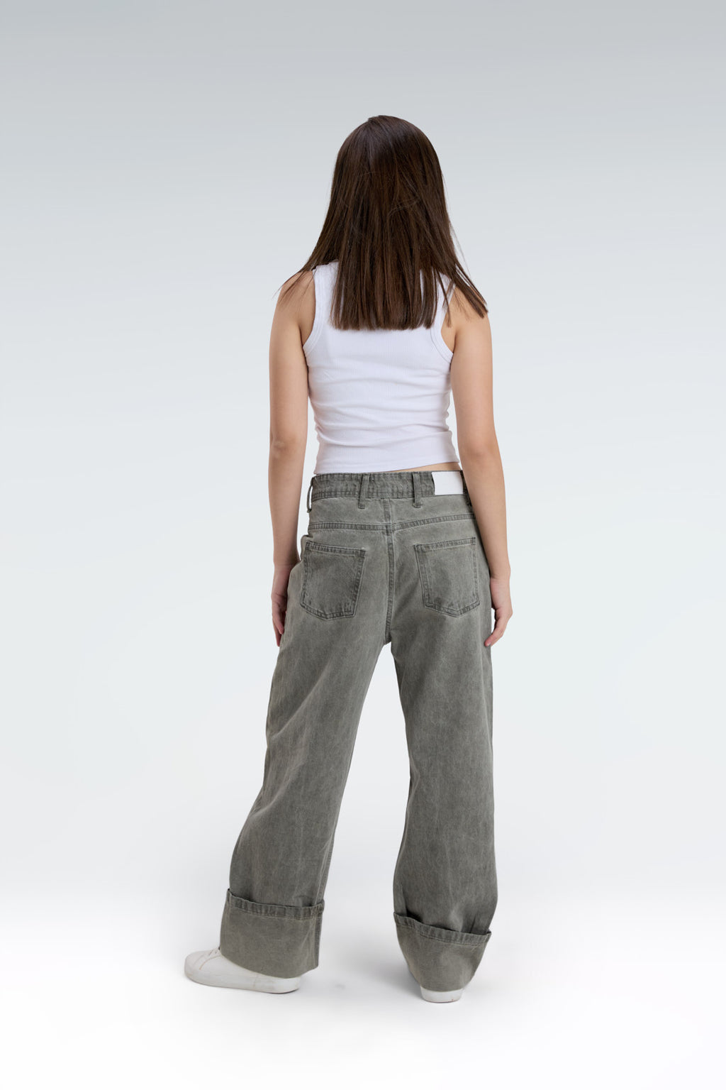 wide leg washed effect jeans