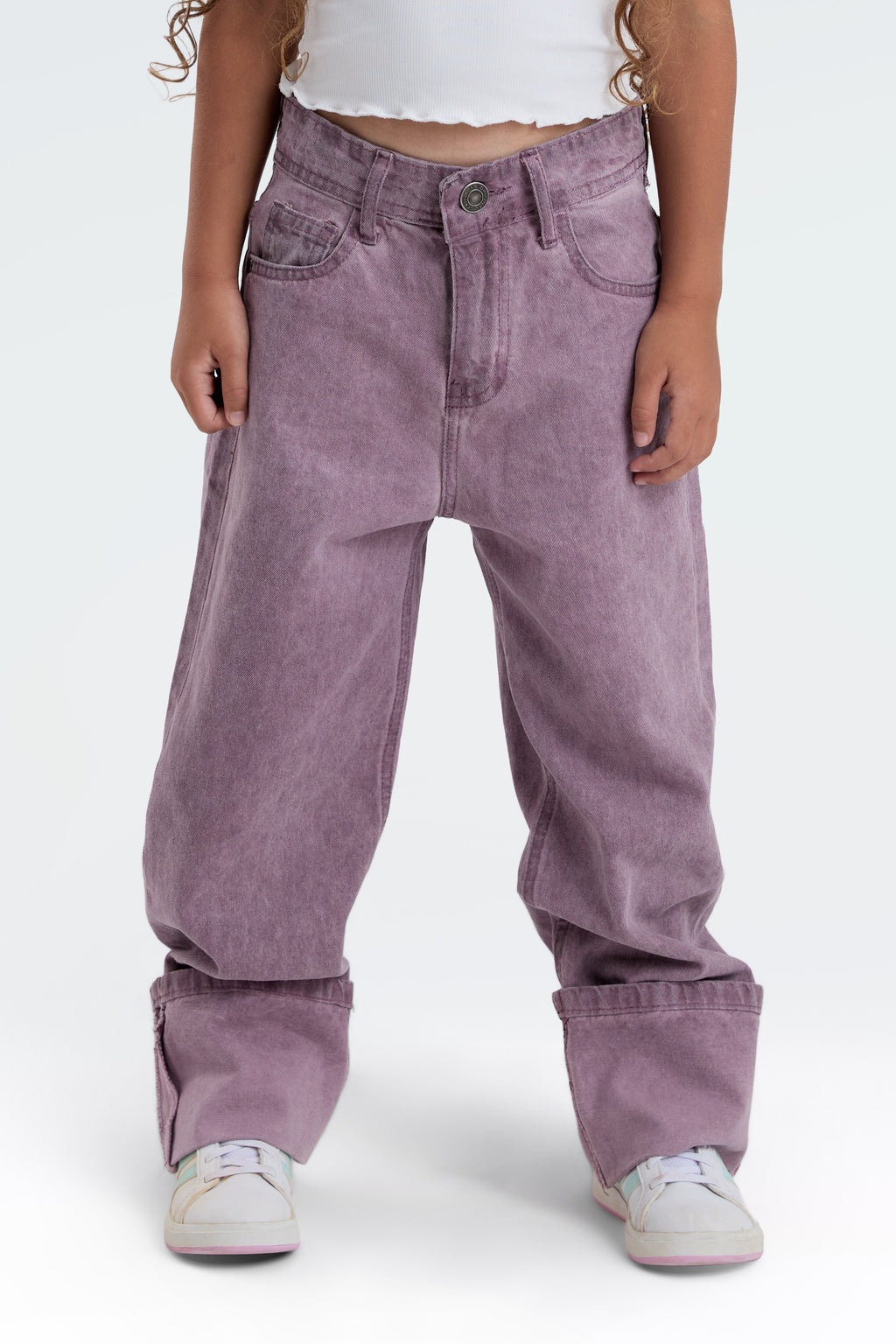wide leg washed effect jeans