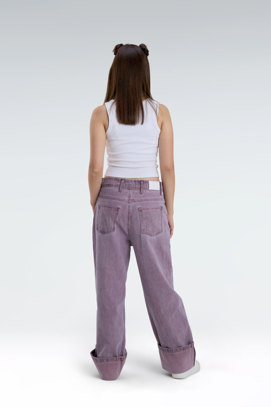 wide leg washed effect jeans