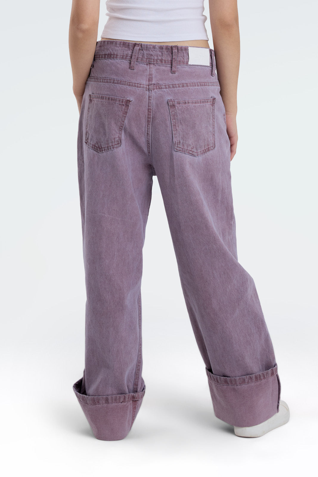 wide leg washed effect jeans