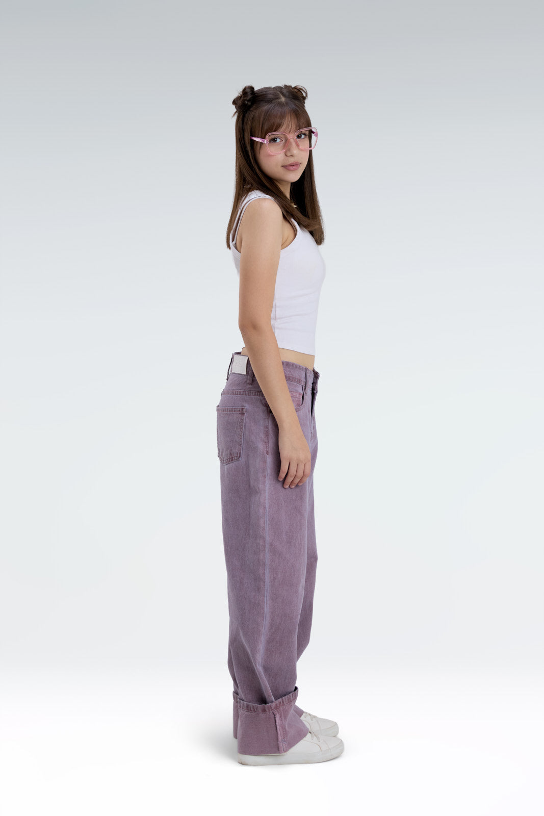 wide leg washed effect jeans