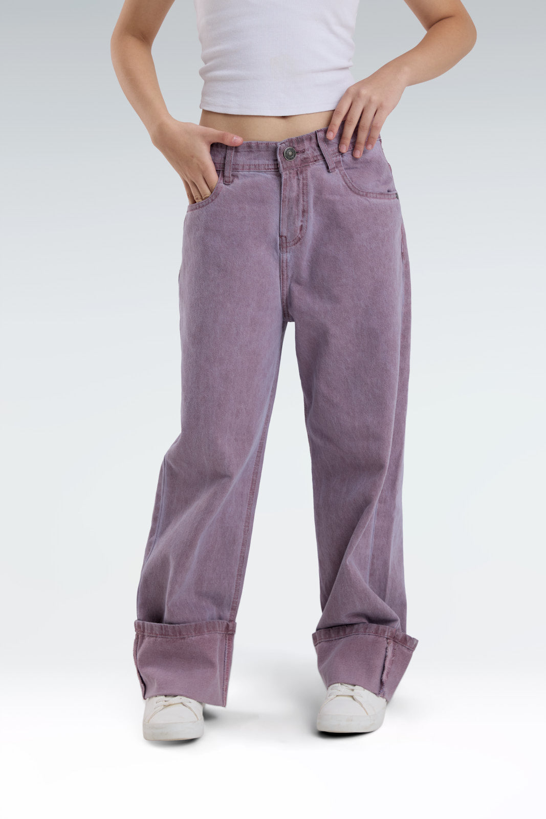 wide leg washed effect jeans