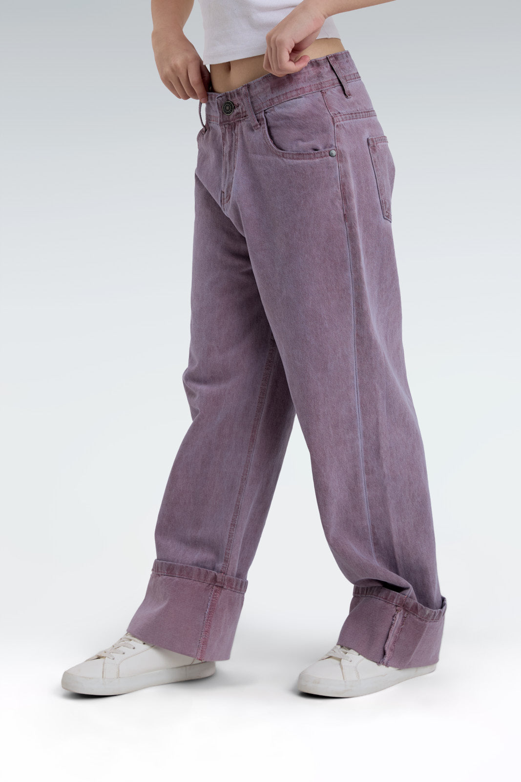 wide leg washed effect jeans