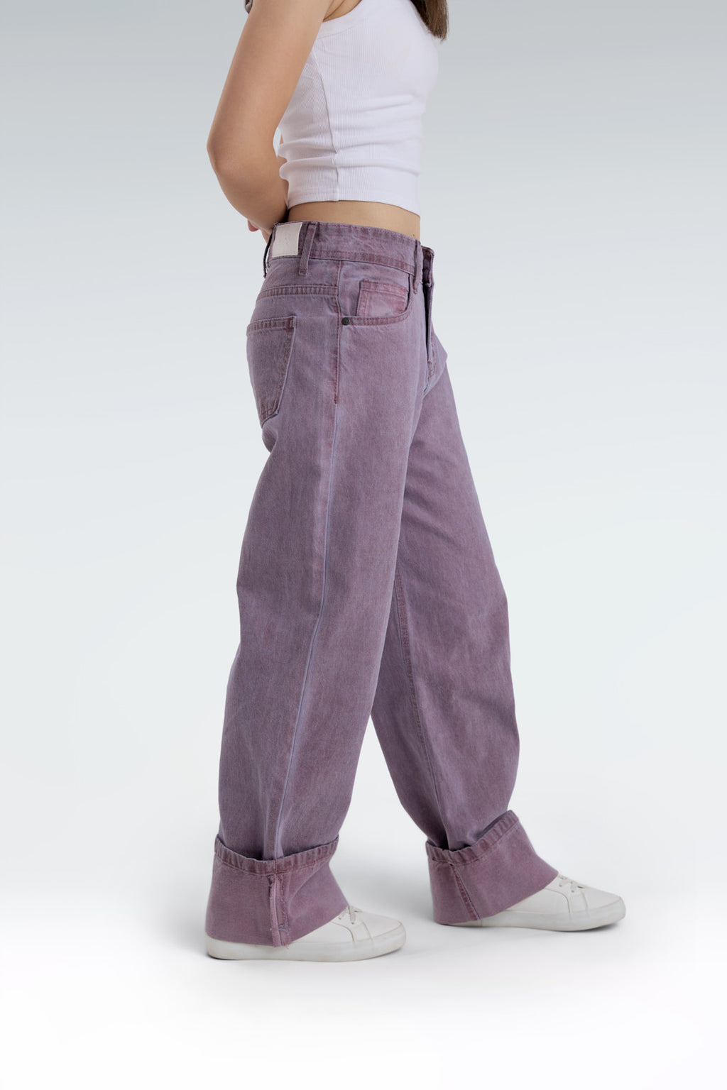 wide leg washed effect jeans