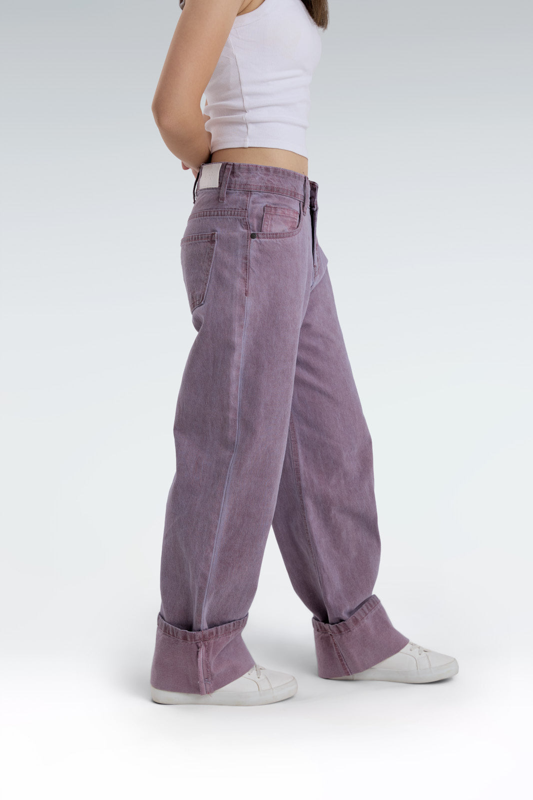 wide leg washed effect jeans