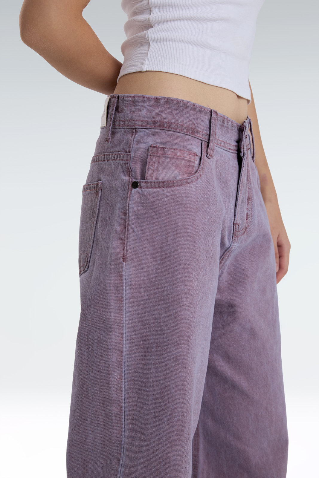 wide leg washed effect jeans