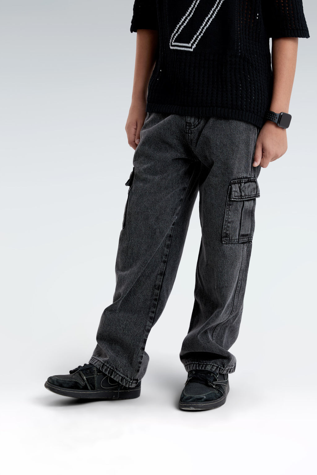 wide leg side pocket jeans