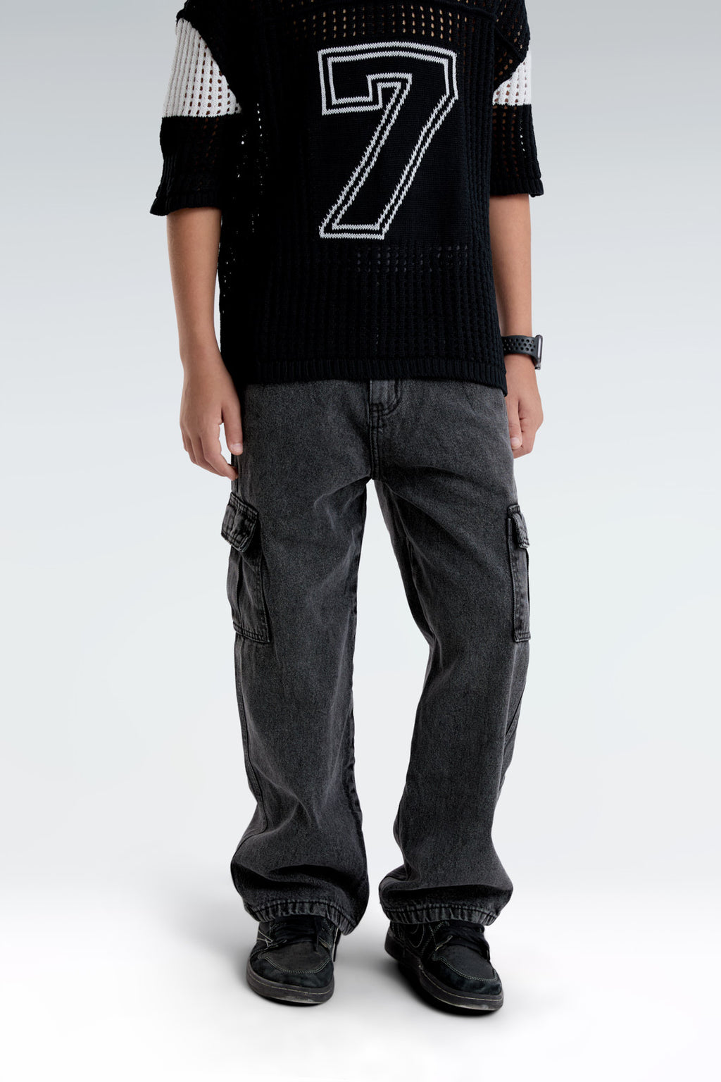wide leg side pocket jeans