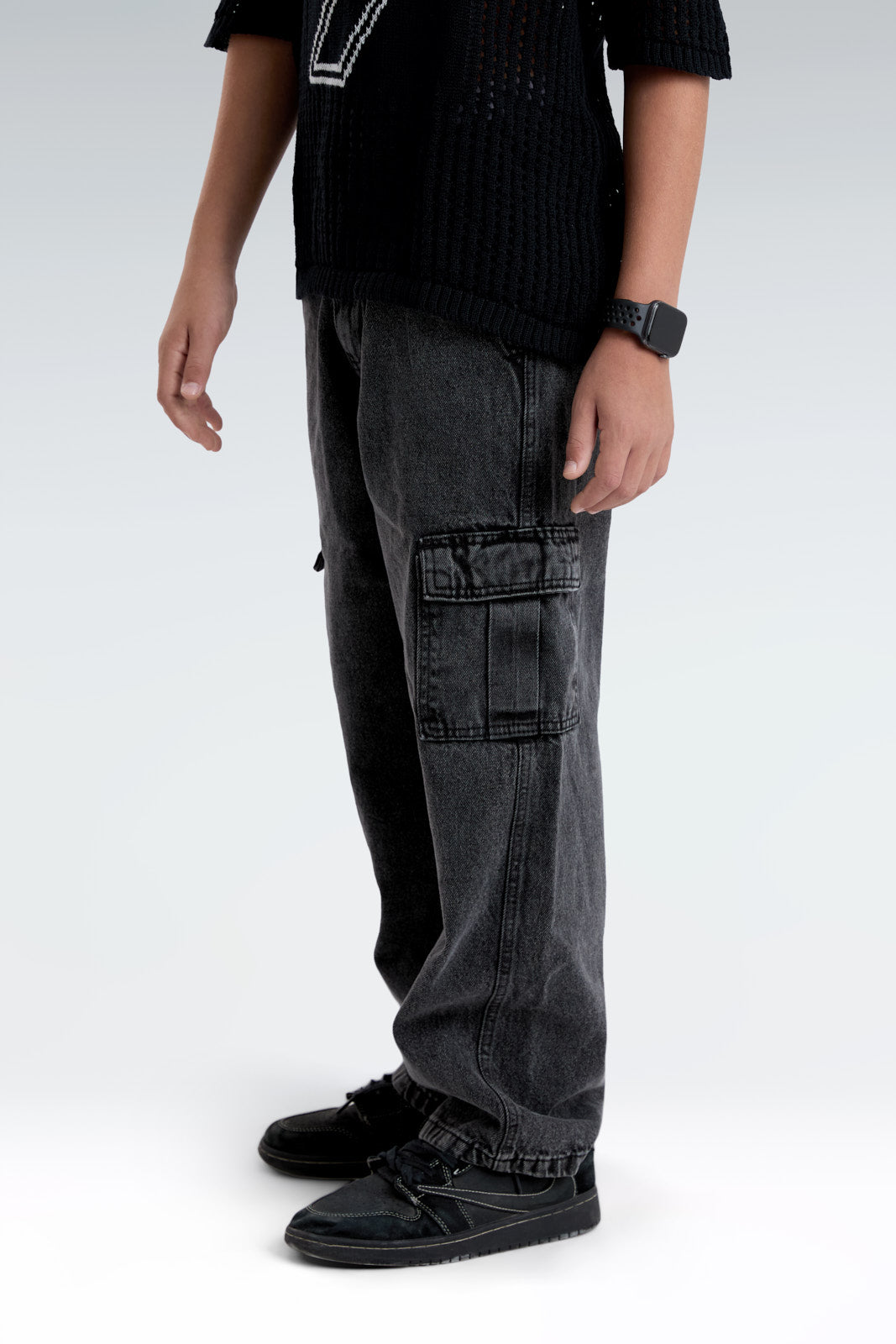 wide leg side pocket jeans