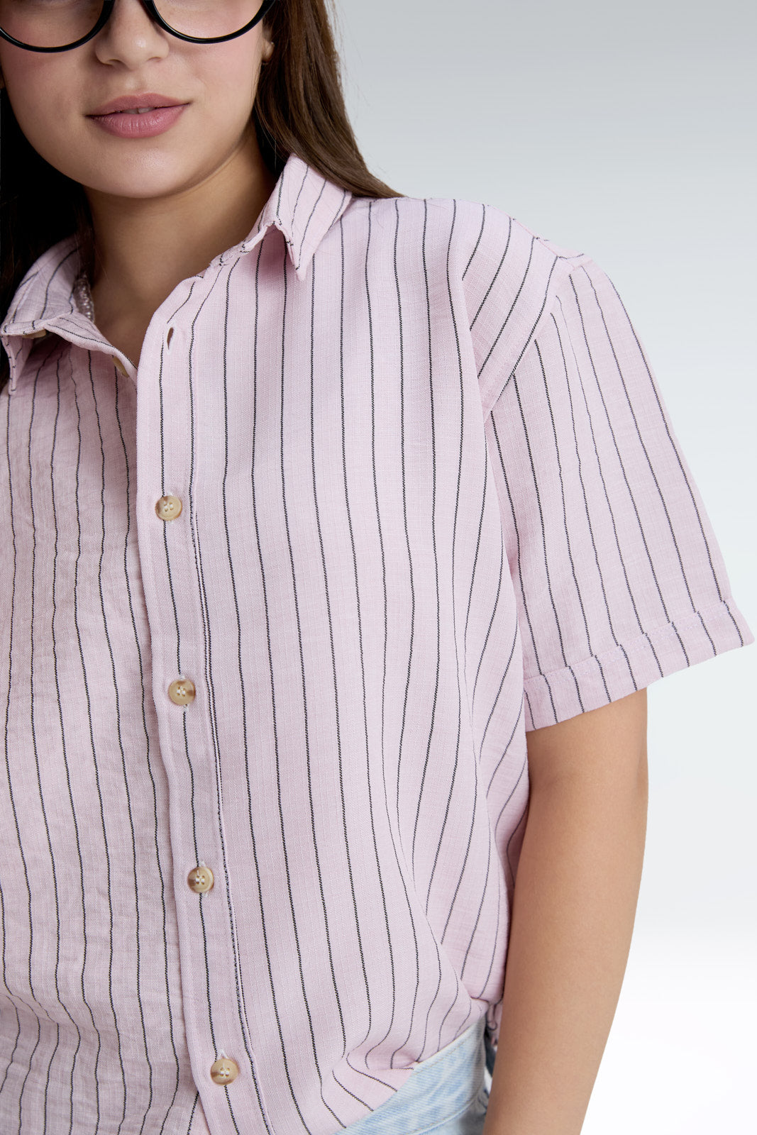 striped blend linen shirt