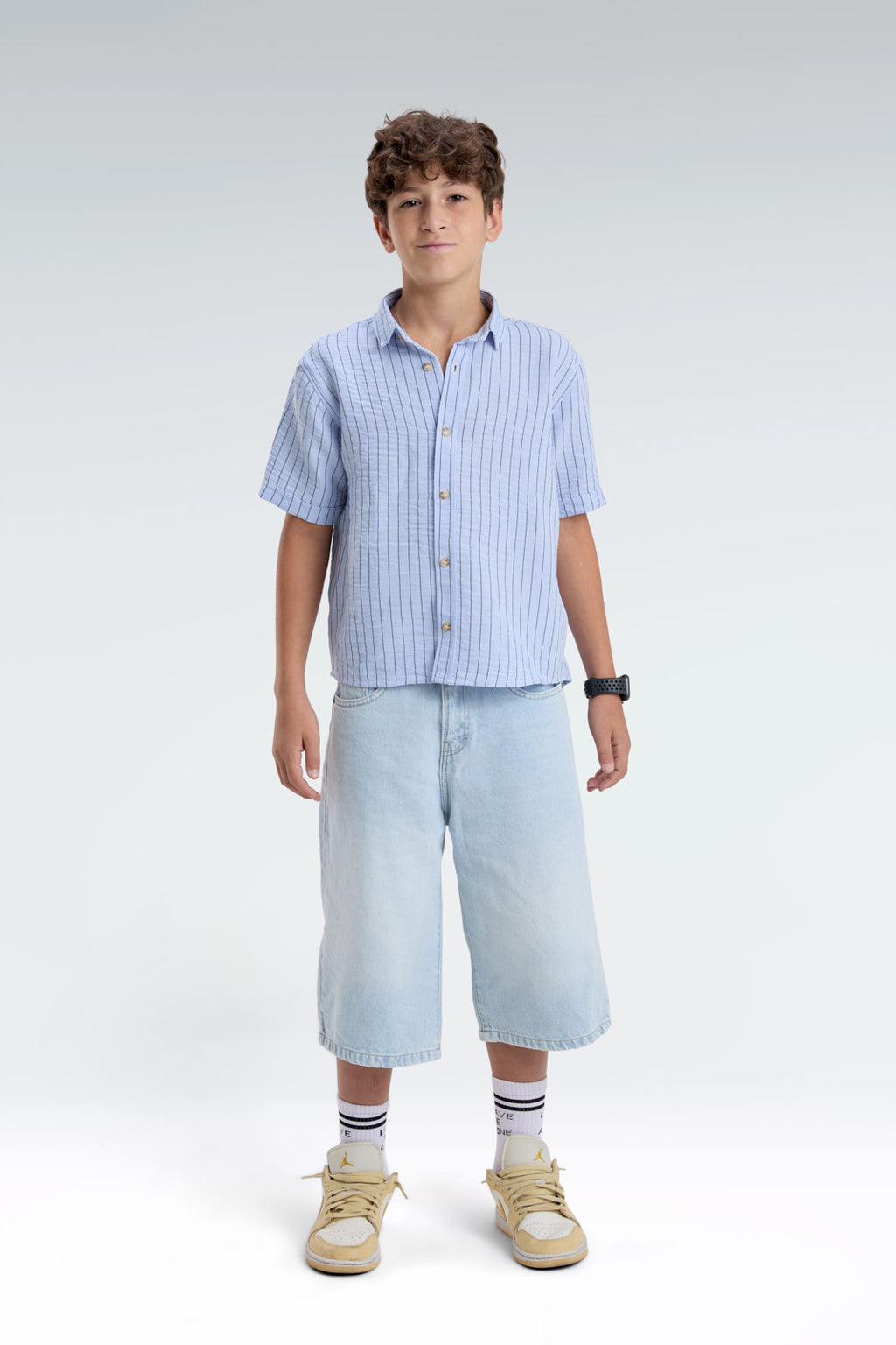 striped blend linen shirt