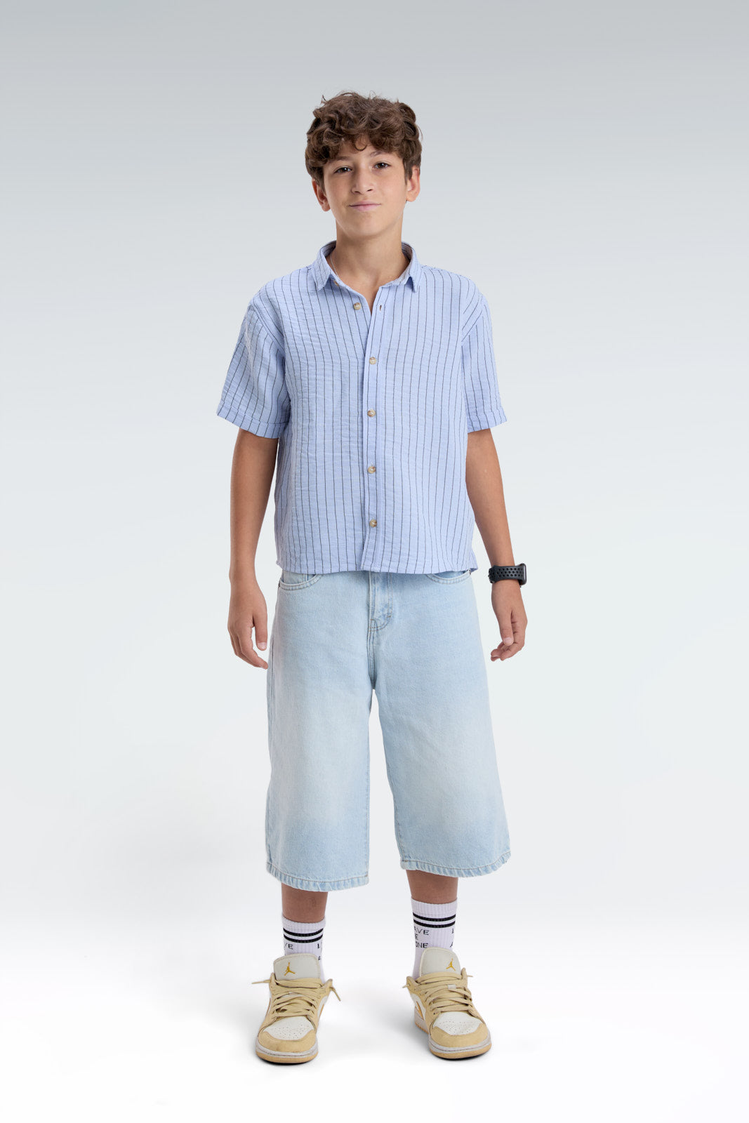striped blend linen shirt