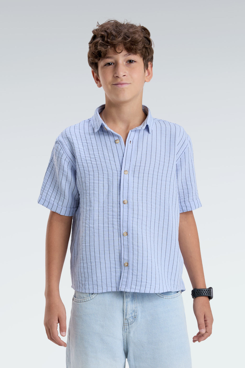 striped blend linen shirt