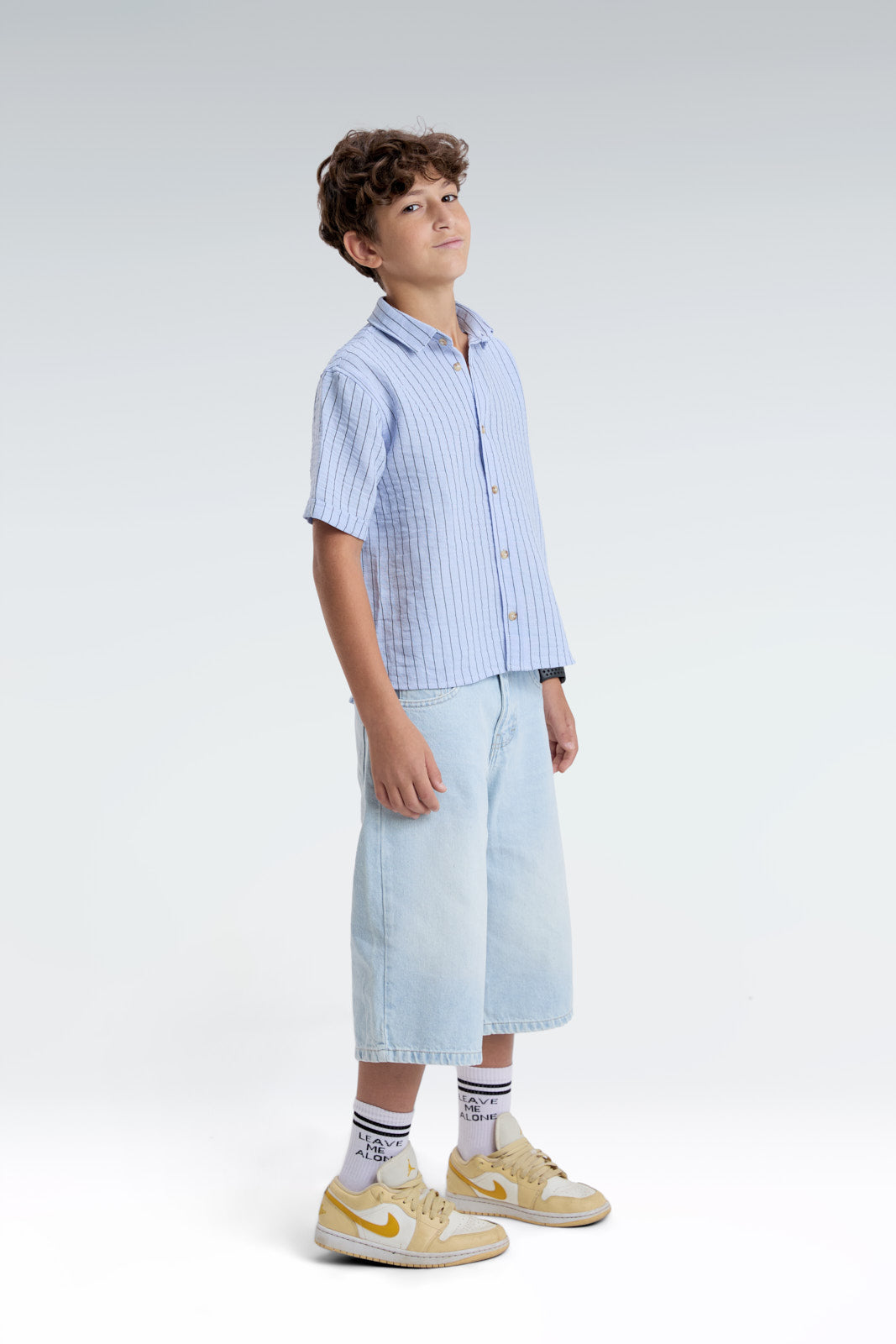 striped blend linen shirt
