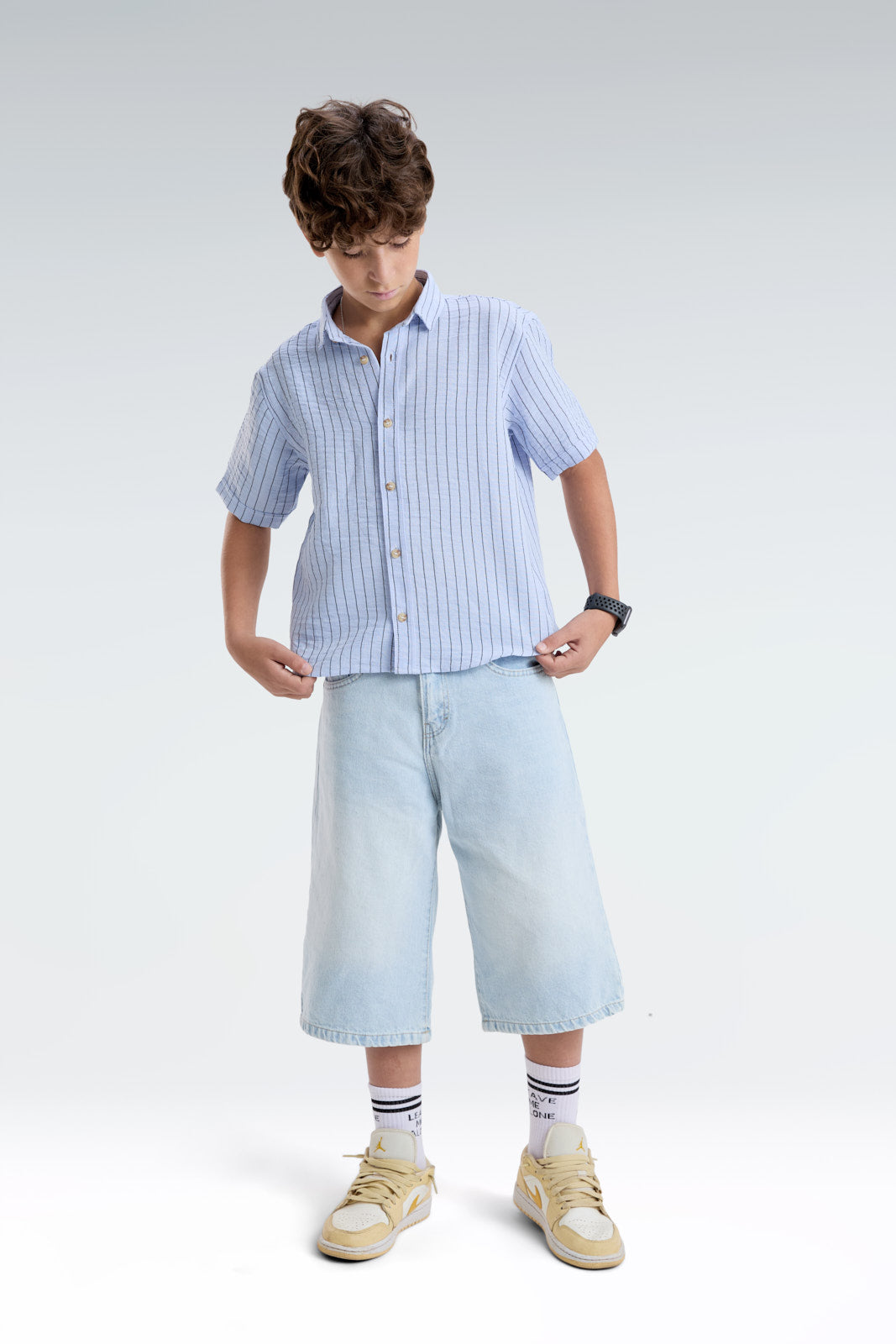 striped blend linen shirt