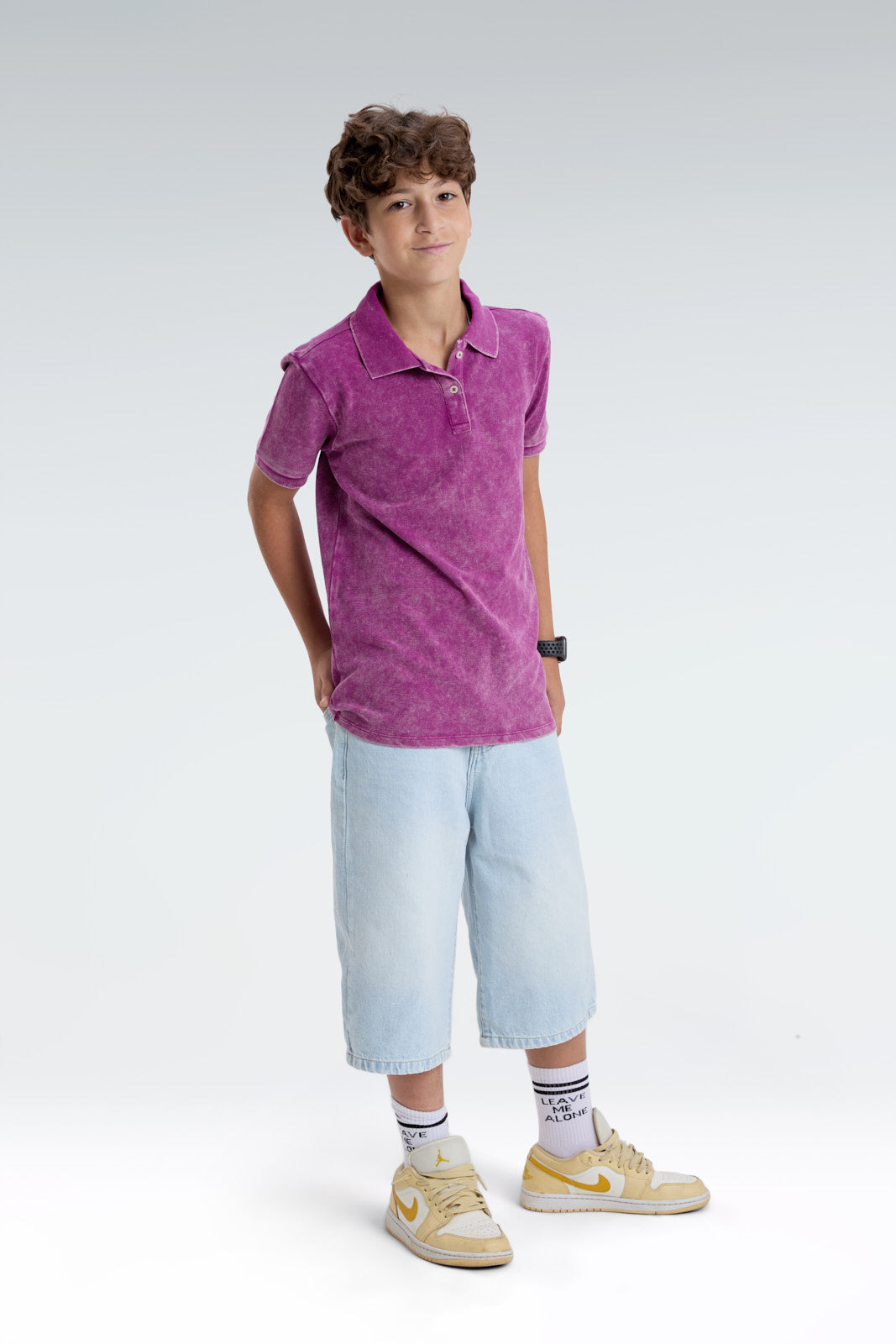 washed effect polo shirt