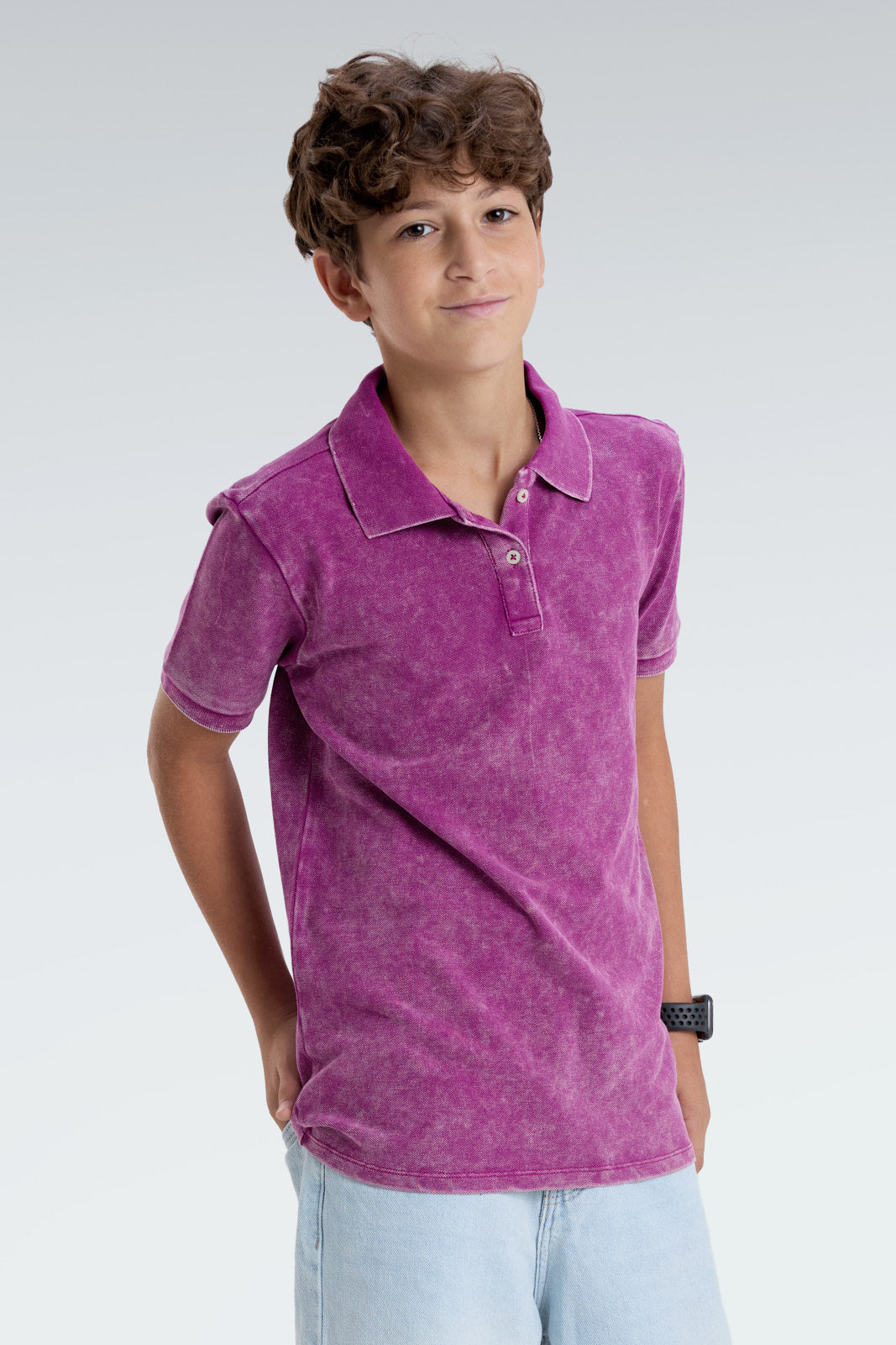washed effect polo shirt