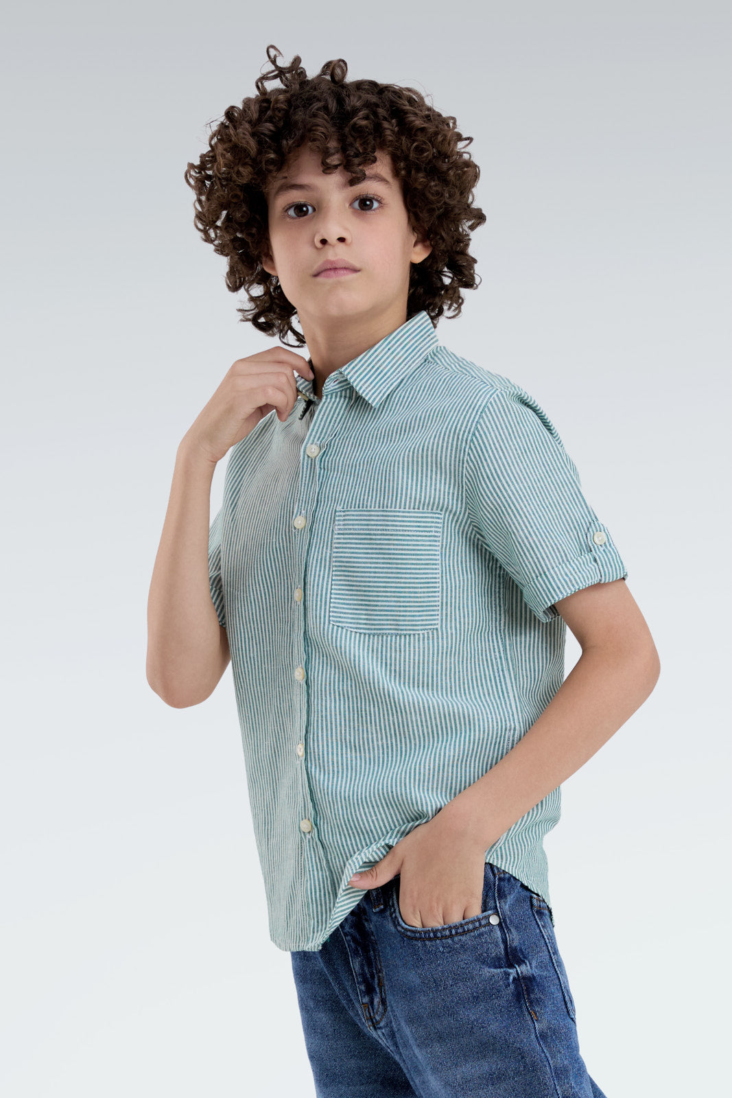 striped blend linen shirt