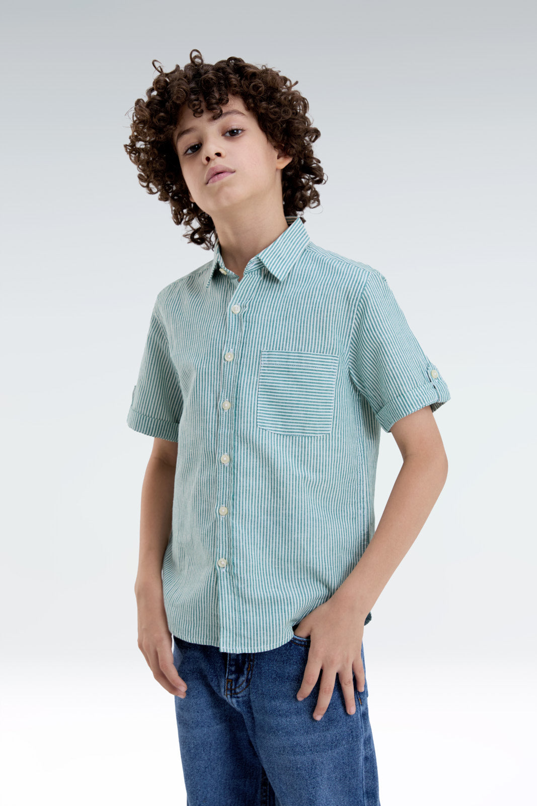 striped blend linen shirt