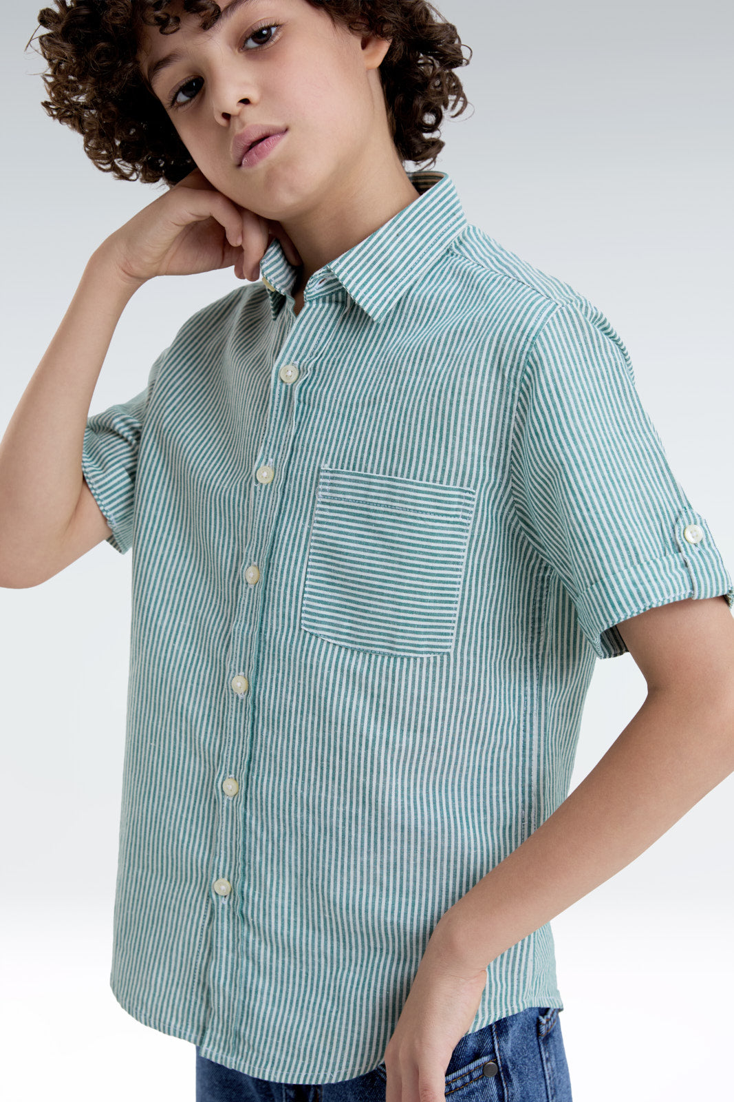 striped blend linen shirt