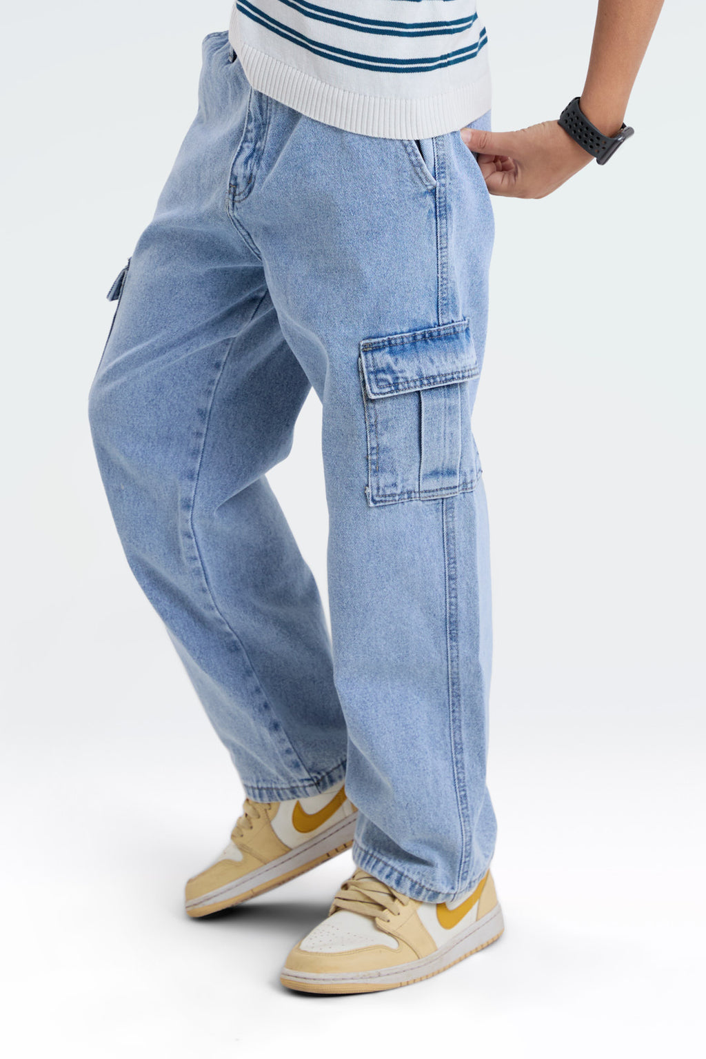 wide leg side pocket jeans