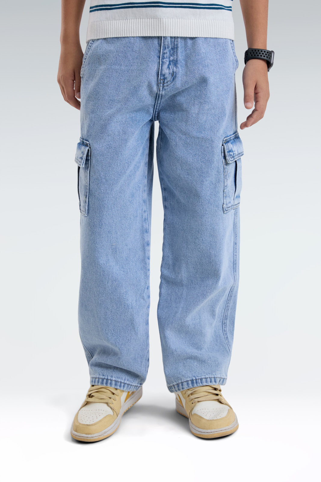 wide leg side pocket jeans