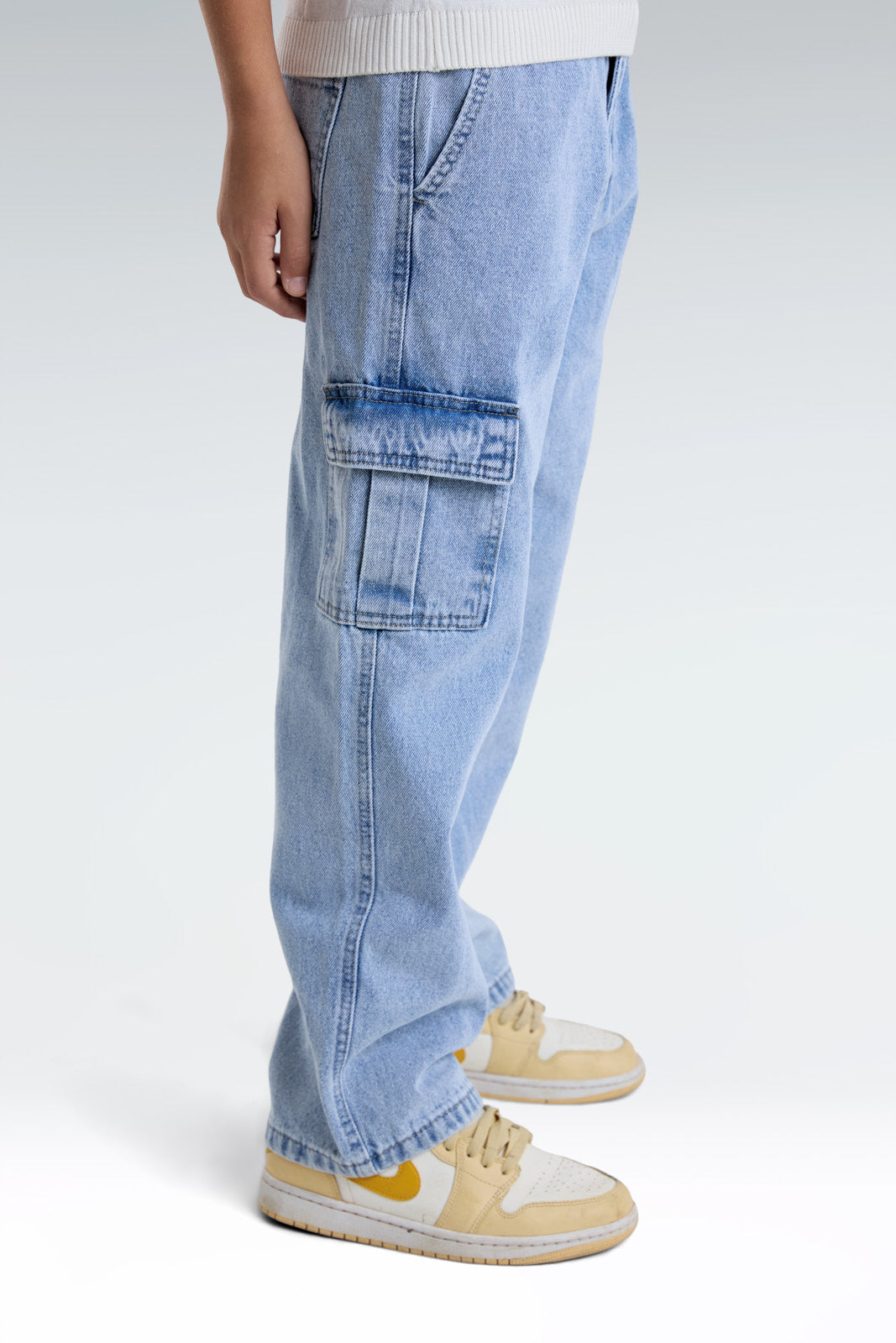 wide leg side pocket jeans