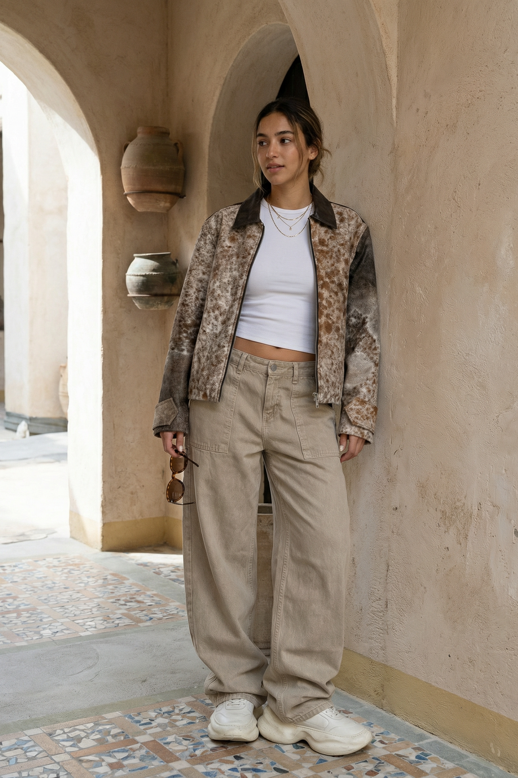 cow hide natural leather jacket ( one of a kind )