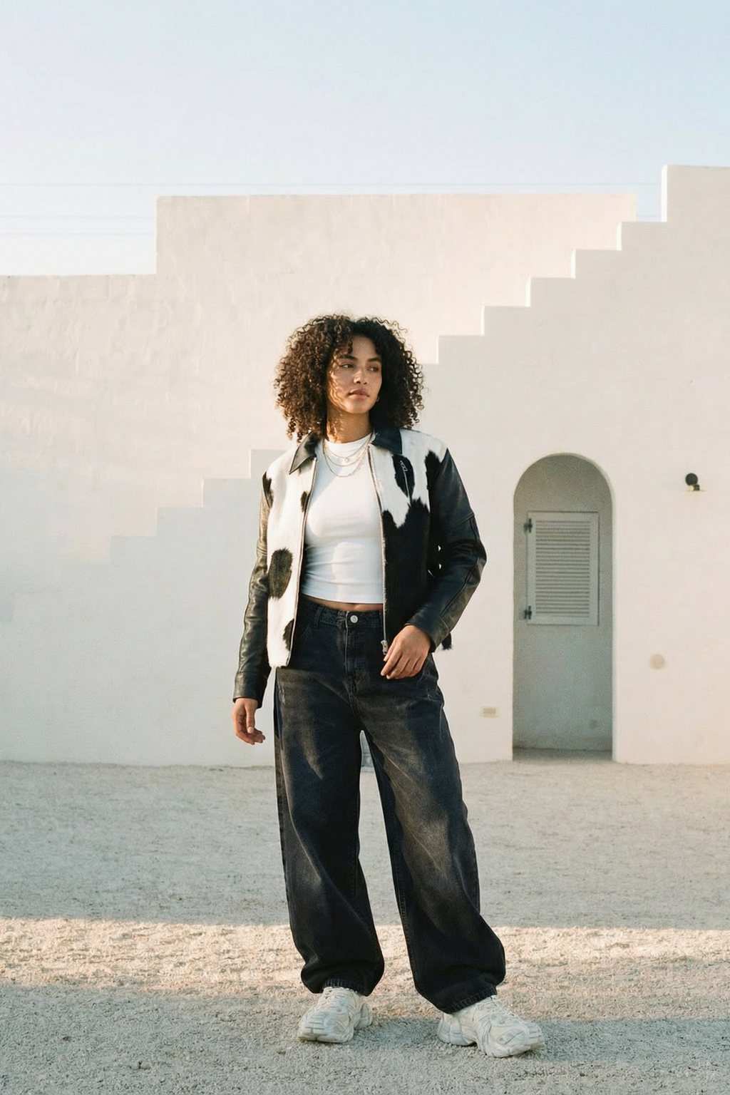 Cow hide natural leather jacket ( one of a kind )