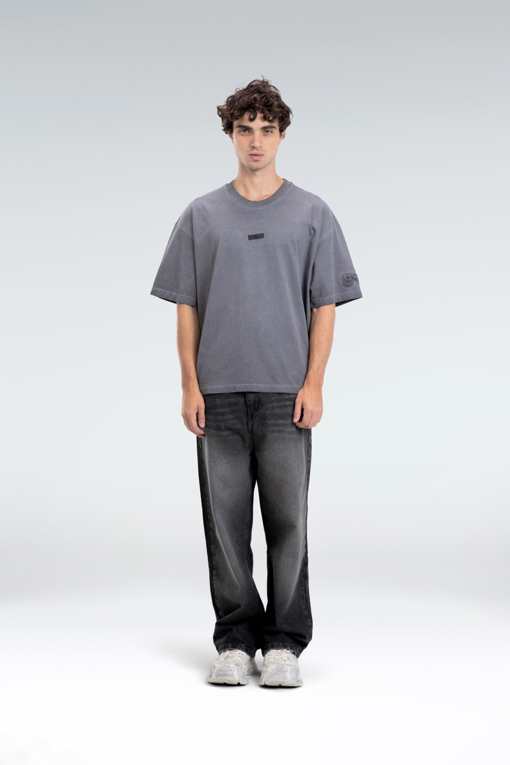 puff print washed t-shirt