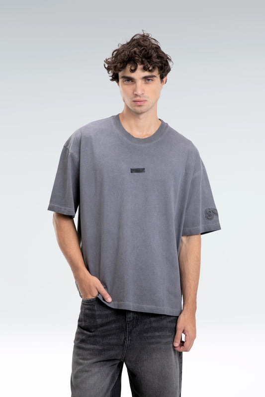 puff print washed t-shirt