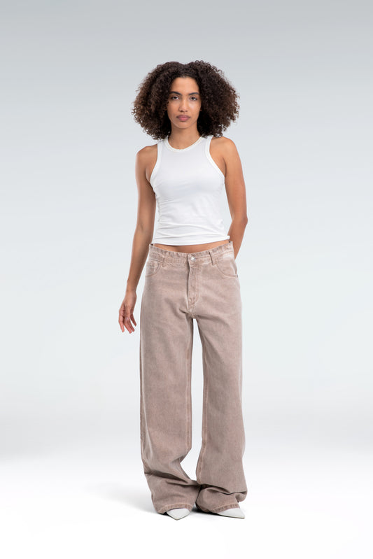 wide leg washed effect jeans