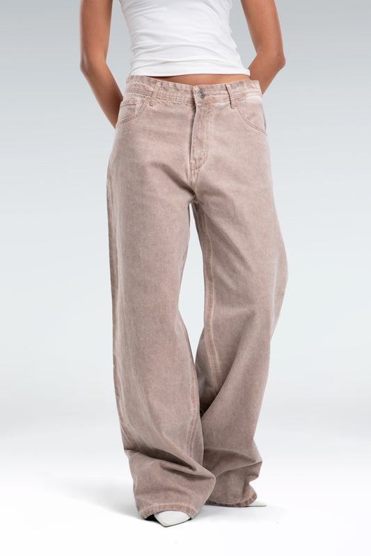 wide leg washed effect jeans
